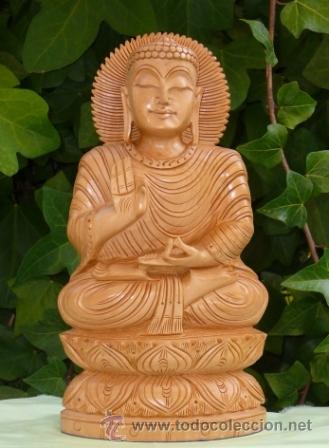 Arte: Escultura de Buda en madera tropical (26 cms) - Foto 1