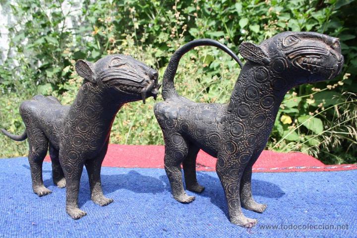 Arte: LEOPARDOS BRONCE BENIN 25cm - Foto 1
