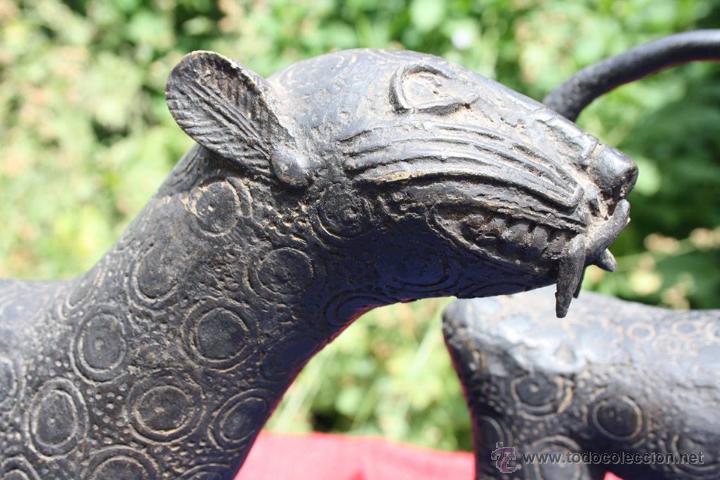 Arte: LEOPARDOS BRONCE BENIN 25cm - Foto 2