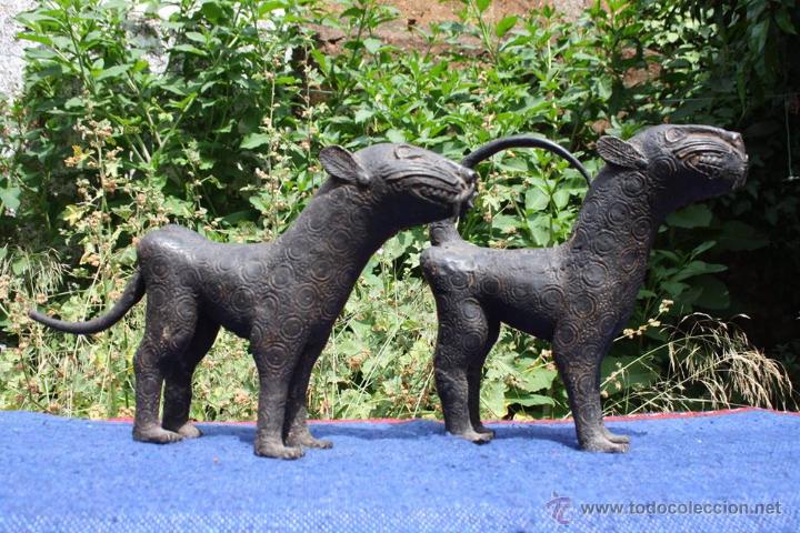 Arte: LEOPARDOS BRONCE BENIN 25cm - Foto 4