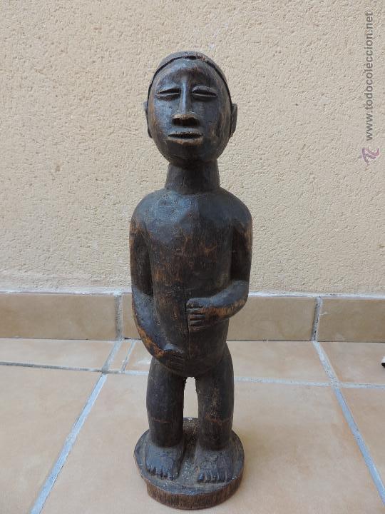 figura talla madera busto mono mudo - Comprar Figuras Antigas no