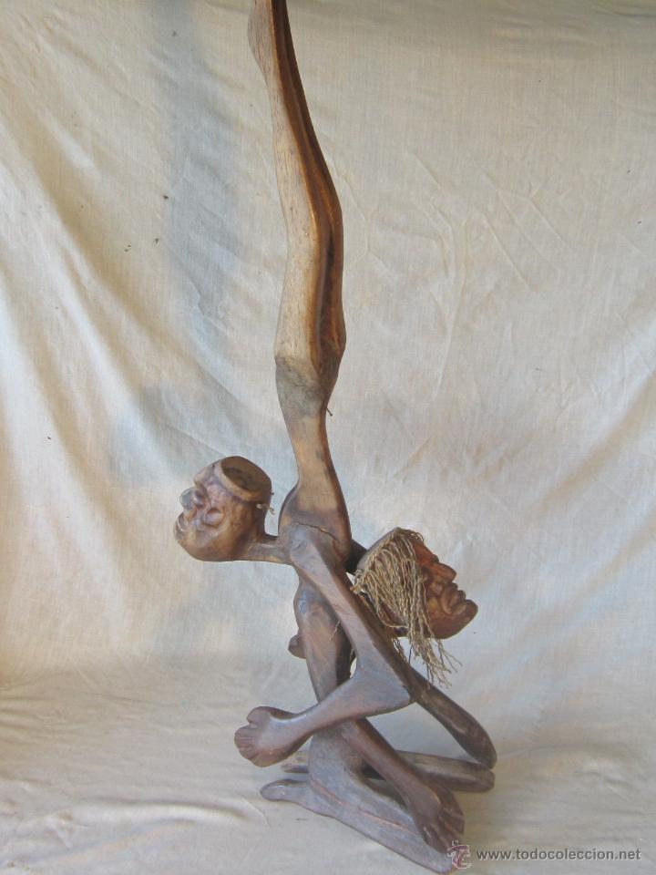Arte: FIGURA DE AFRICANOS TALLADA EN MADERA - Foto 1