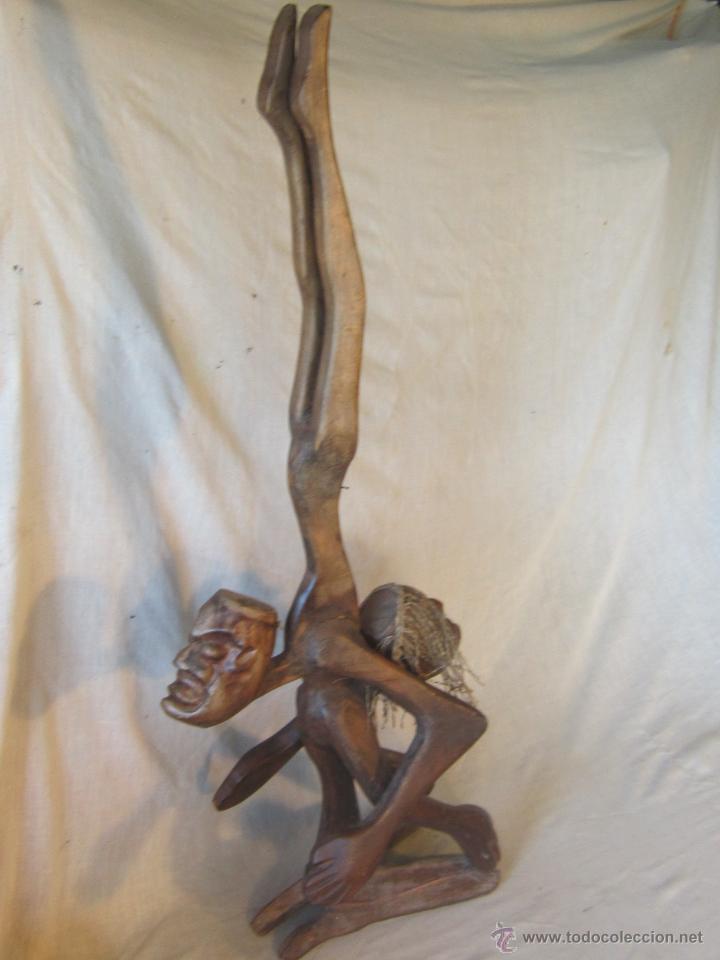 Arte: FIGURA DE AFRICANOS TALLADA EN MADERA - Foto 5