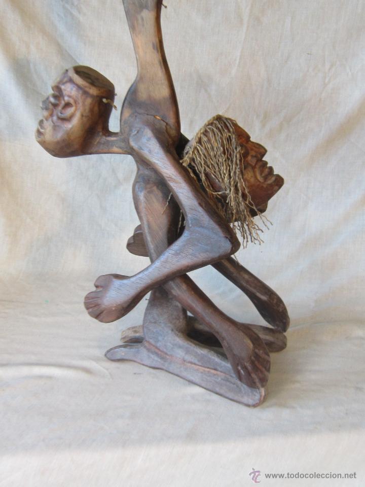 Arte: FIGURA DE AFRICANOS TALLADA EN MADERA - Foto 7
