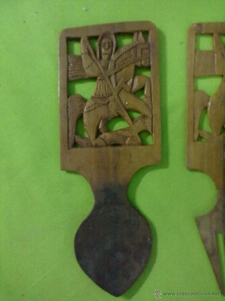 Arte: CUCHARA Y TENEDOR DE MADERA CON LO QUE PARECE - Foto 2