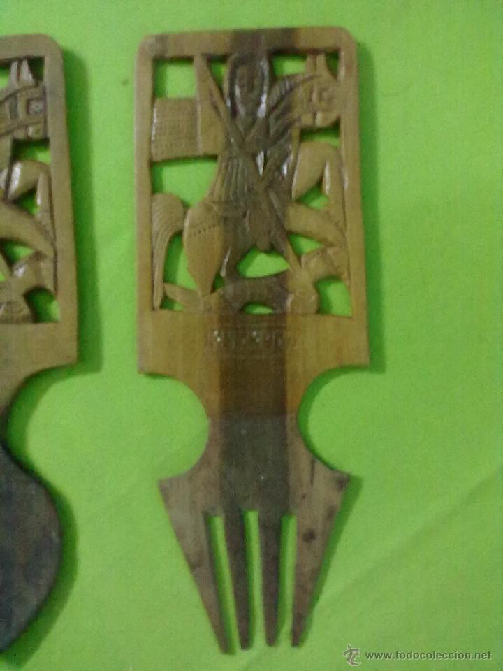Arte: CUCHARA Y TENEDOR DE MADERA CON LO QUE PARECE - Foto 3