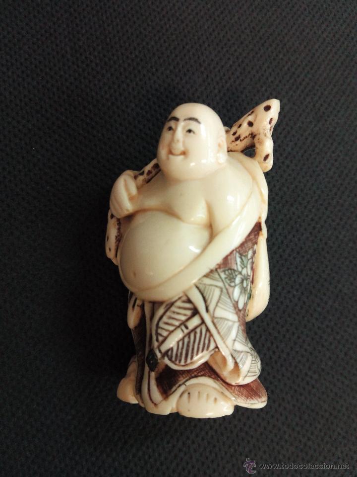 Arte: Netsuke antiguo policromado japon&eacute;s - Foto 1