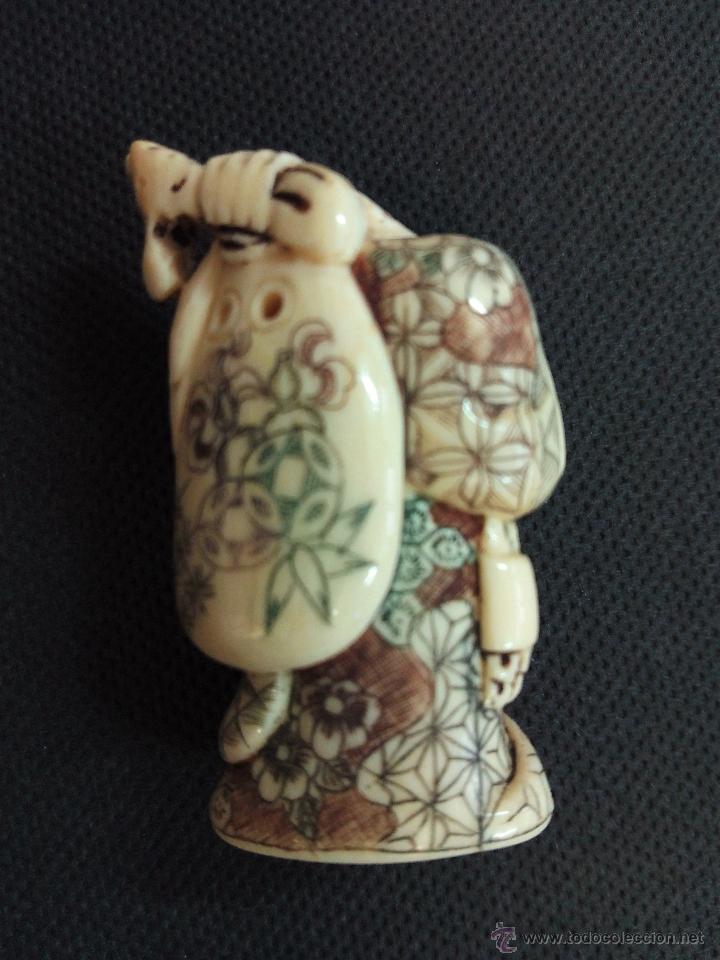 Arte: Netsuke antiguo policromado japon&eacute;s - Foto 2