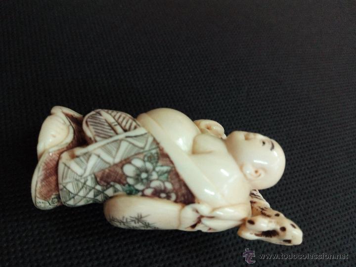 Arte: Netsuke antiguo policromado japon&eacute;s - Foto 5
