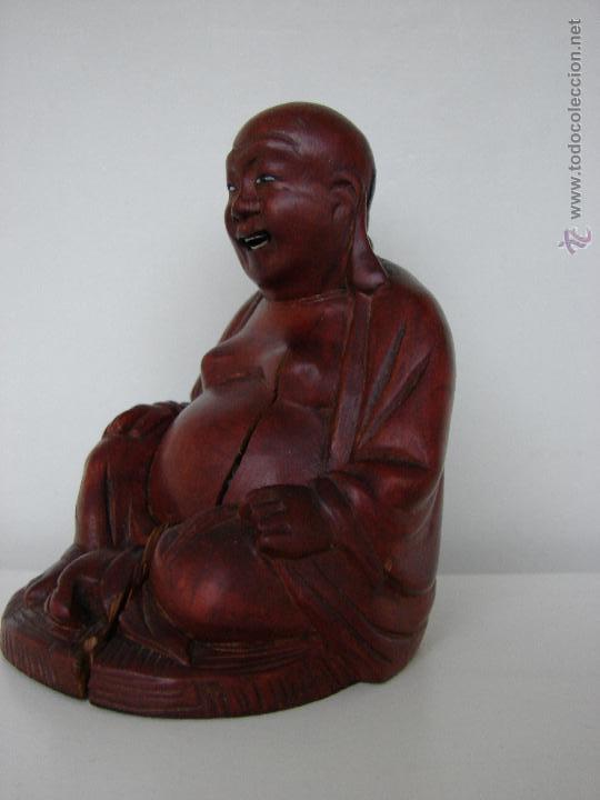 Arte: FIGURA DE BUDA EN MADERA TALLADA - Foto 1