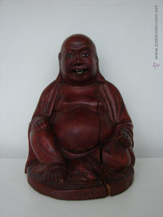 Arte: FIGURA DE BUDA EN MADERA TALLADA - Foto 3