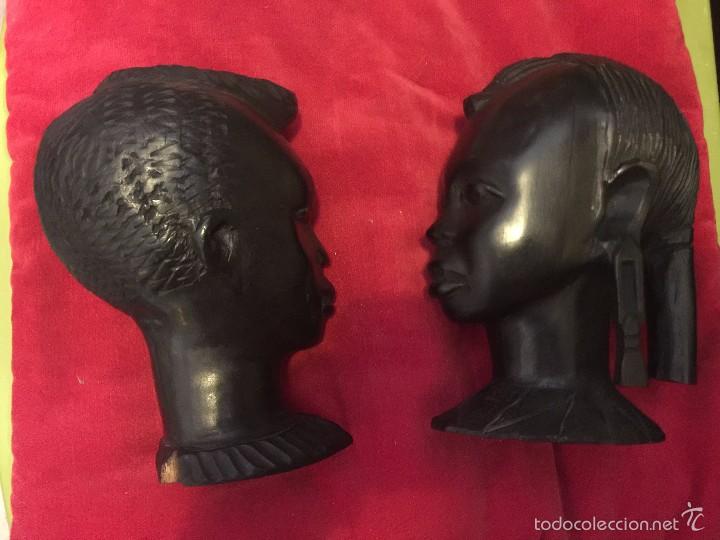 Arte: pareja de cabezas en ebano, congo - Foto 1