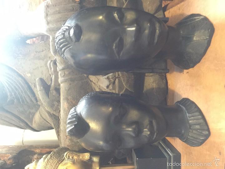 Arte: pareja de cabezas en ebano, congo - Foto 4