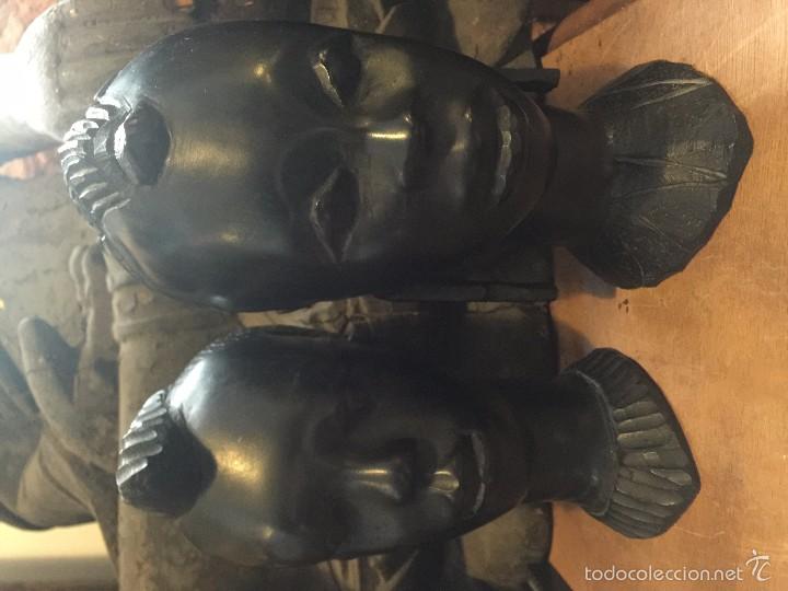 Arte: pareja de cabezas en ebano, congo - Foto 5
