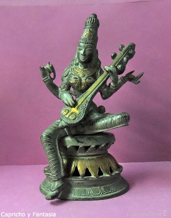 Arte: Diosa Sarasvati en bronce n&ordm; 1833 - Foto 1