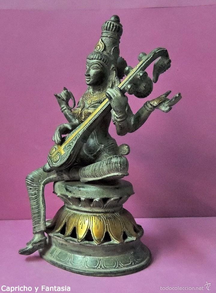 Arte: Diosa Sarasvati en bronce n&ordm; 1833 - Foto 2