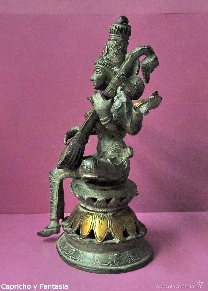 Arte: Diosa Sarasvati en bronce n&ordm; 1833 - Foto 3