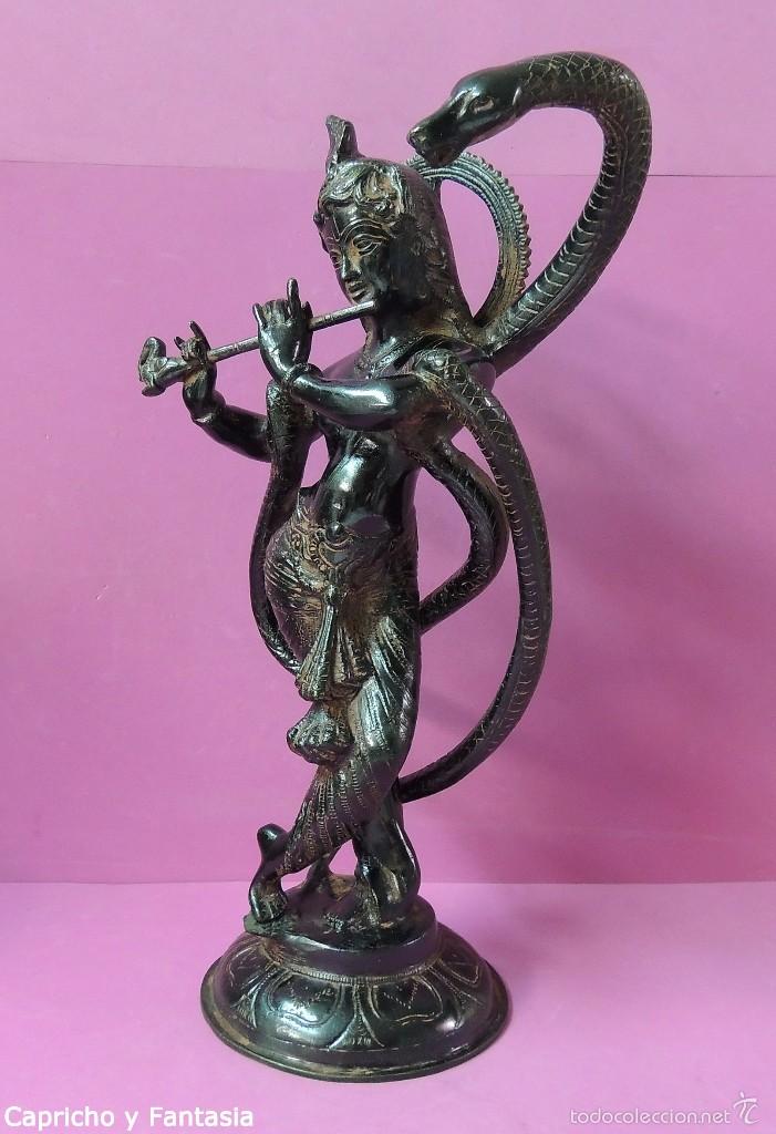 Arte: Dios Krishna en bronce n&ordm; 1897 - Foto 2