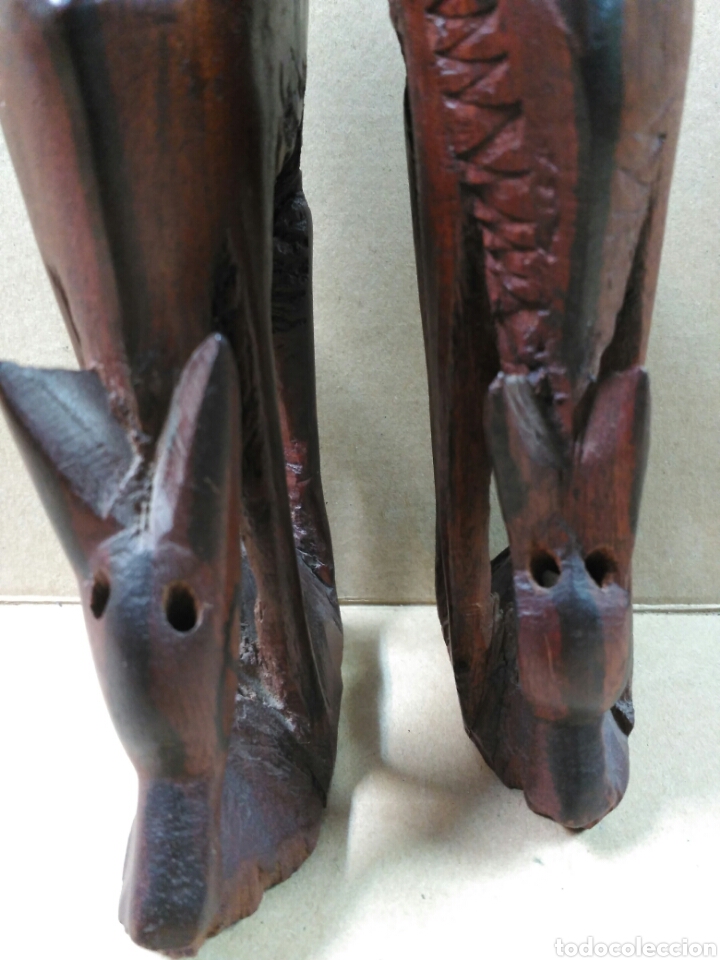 Arte: Pareja de figuras de cervatillos en madera - Foto 9