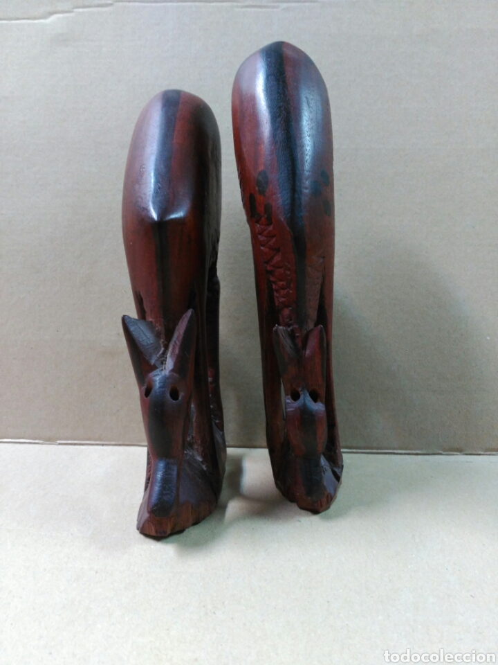 Arte: Pareja de figuras de cervatillos en madera - Foto 10