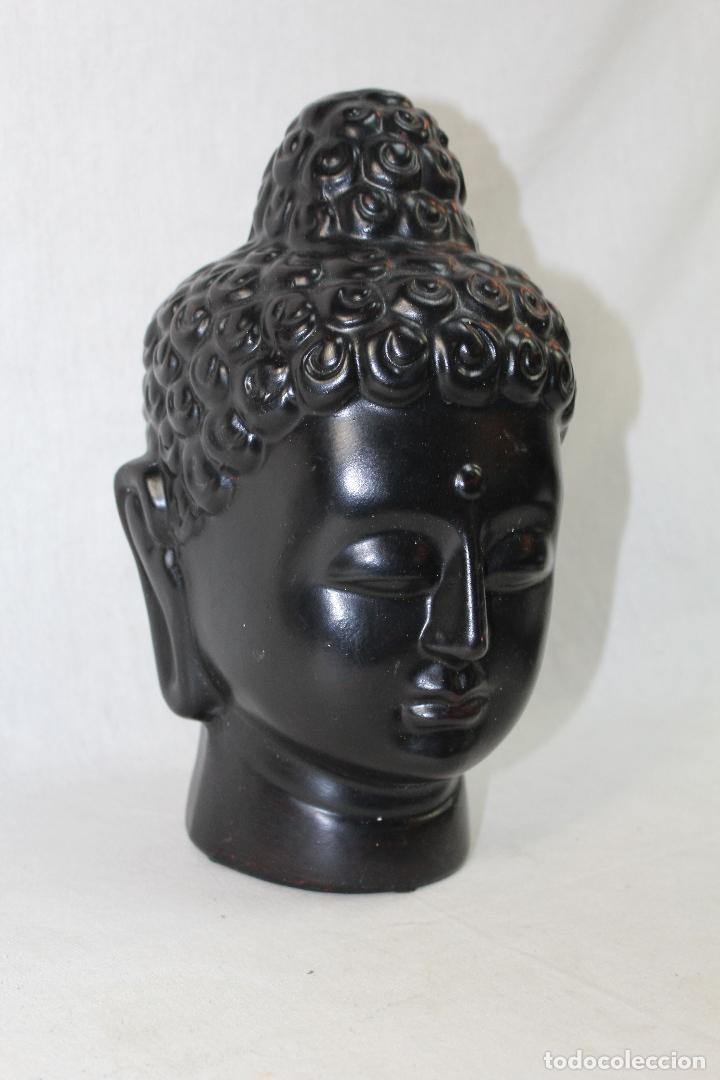 Arte: cabeza de buda en ceramica negra - Foto 1