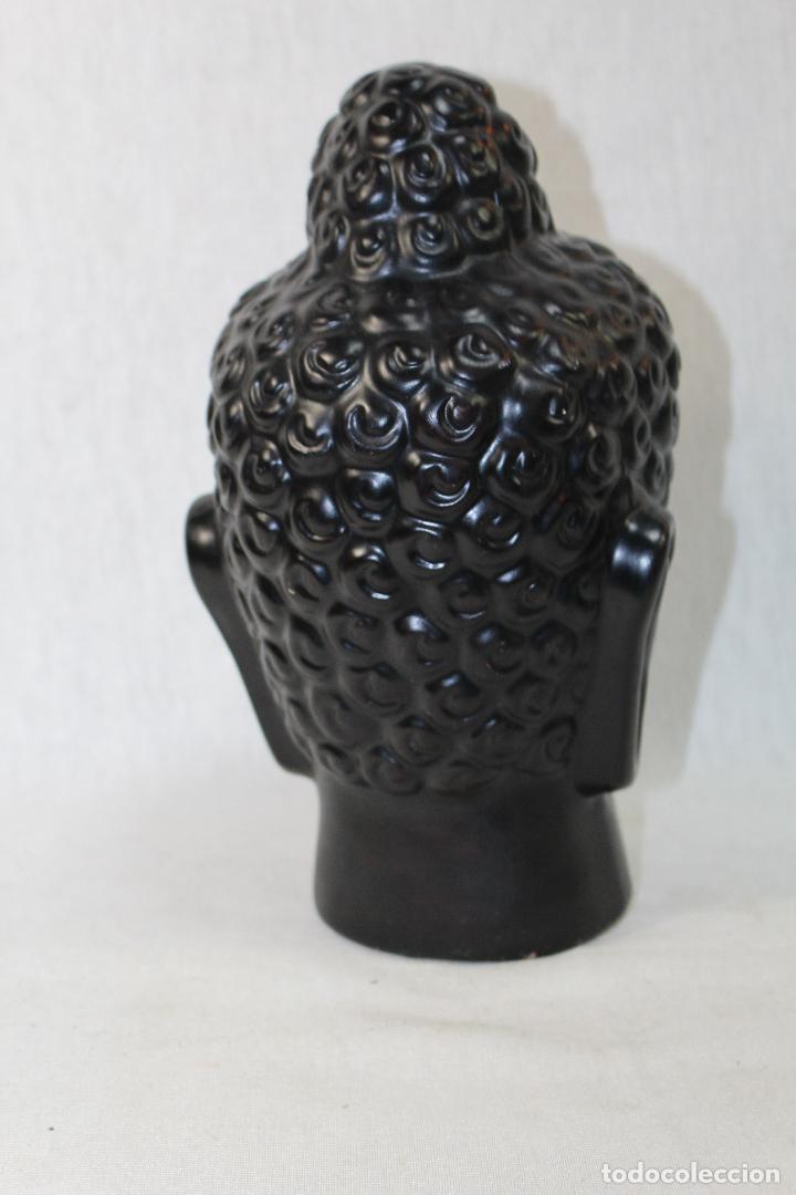 Arte: cabeza de buda en ceramica negra - Foto 3
