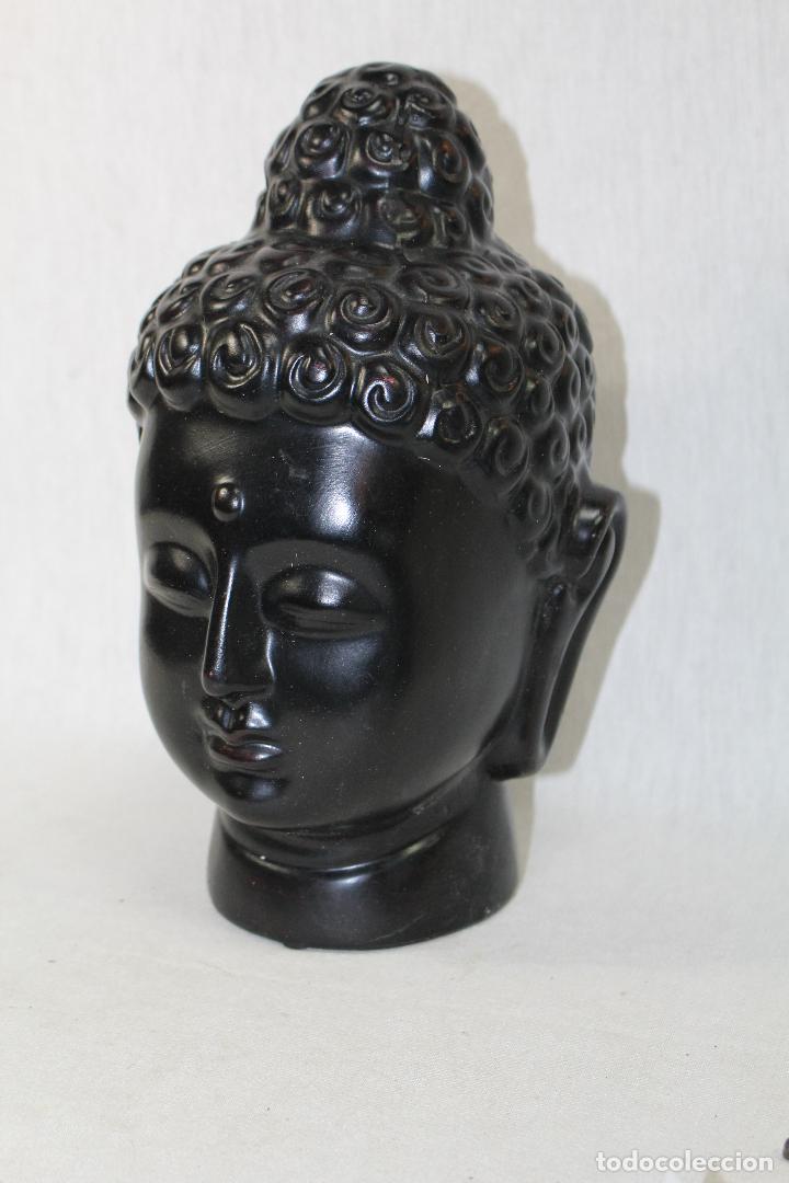 Arte: cabeza de buda en ceramica negra - Foto 4