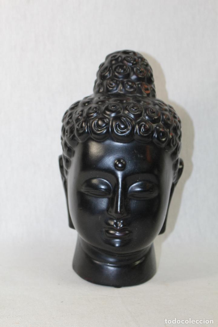 Arte: cabeza de buda en ceramica negra - Foto 5