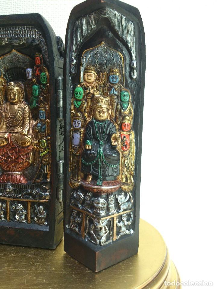 Arte: Triptico indio de madera policromada - Foto 3