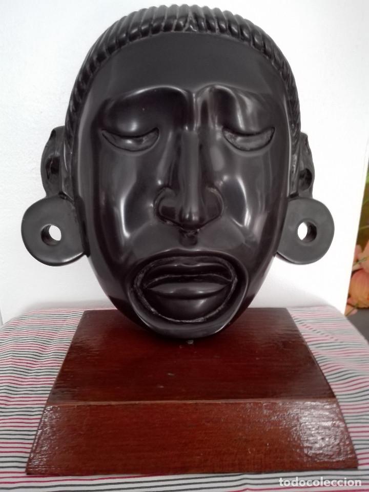 Arte: M&Aacute;SCARA AZTECA A DOS CARAS CON PEANA - Foto 3