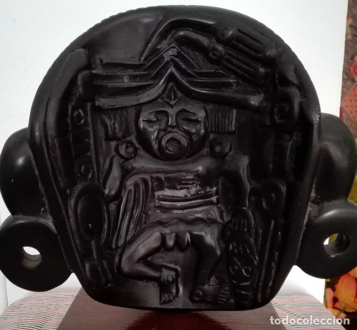 Arte: M&Aacute;SCARA AZTECA A DOS CARAS CON PEANA - Foto 4