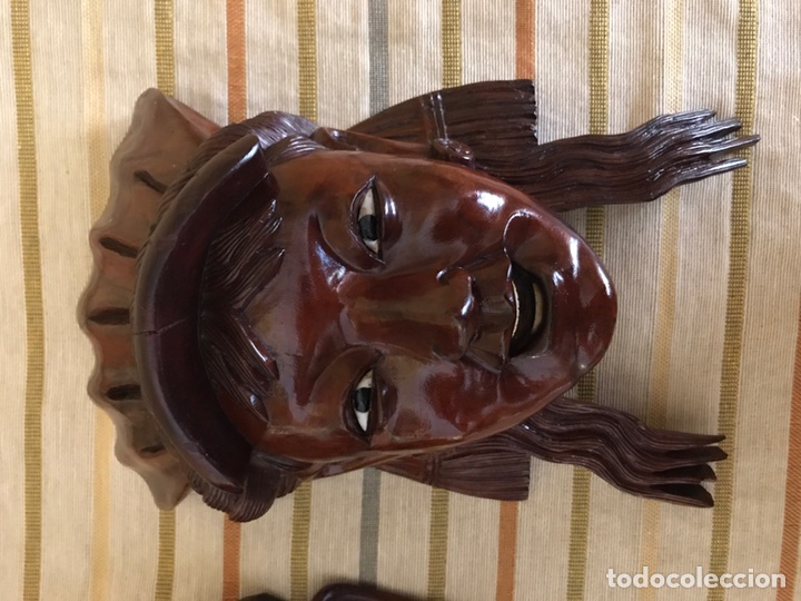 Arte: Pareja Cara tallada madera oriental - Foto 2