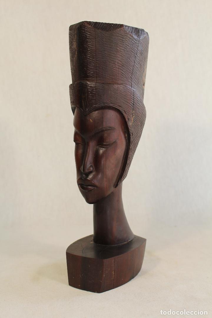 Arte: busto africana en madera tallada - Foto 1