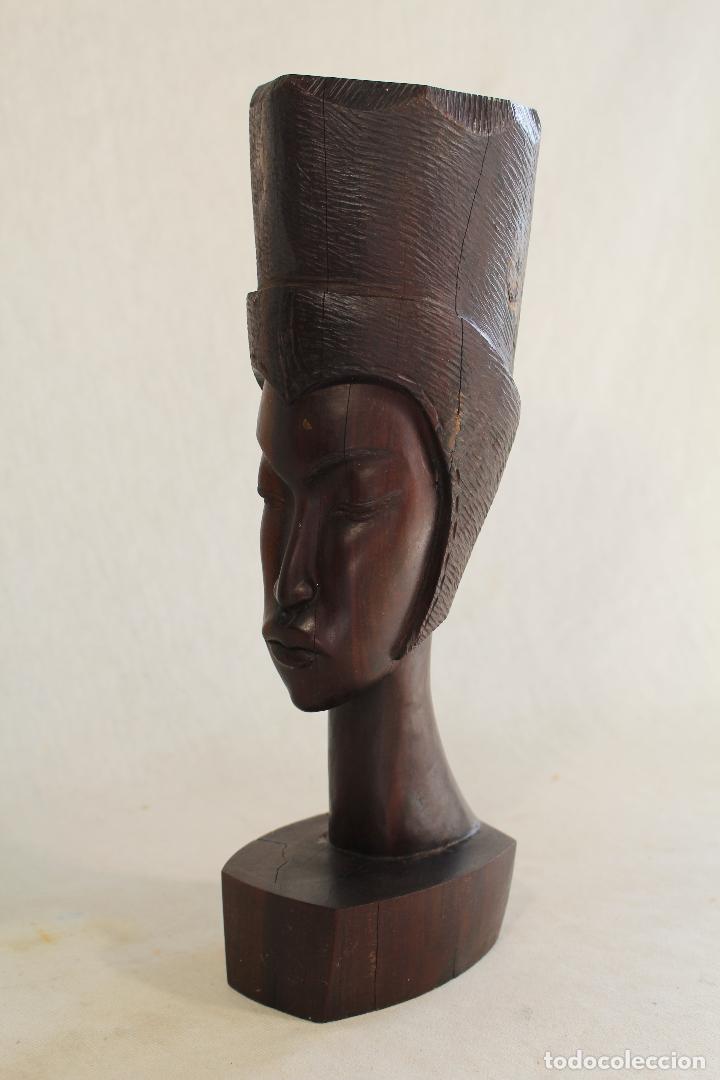 Arte: busto africana en madera tallada - Foto 2