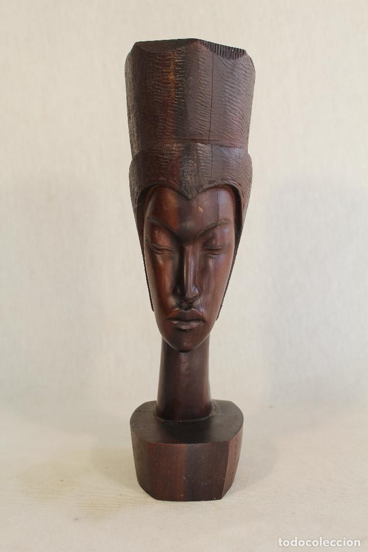 Arte: busto africana en madera tallada - Foto 3