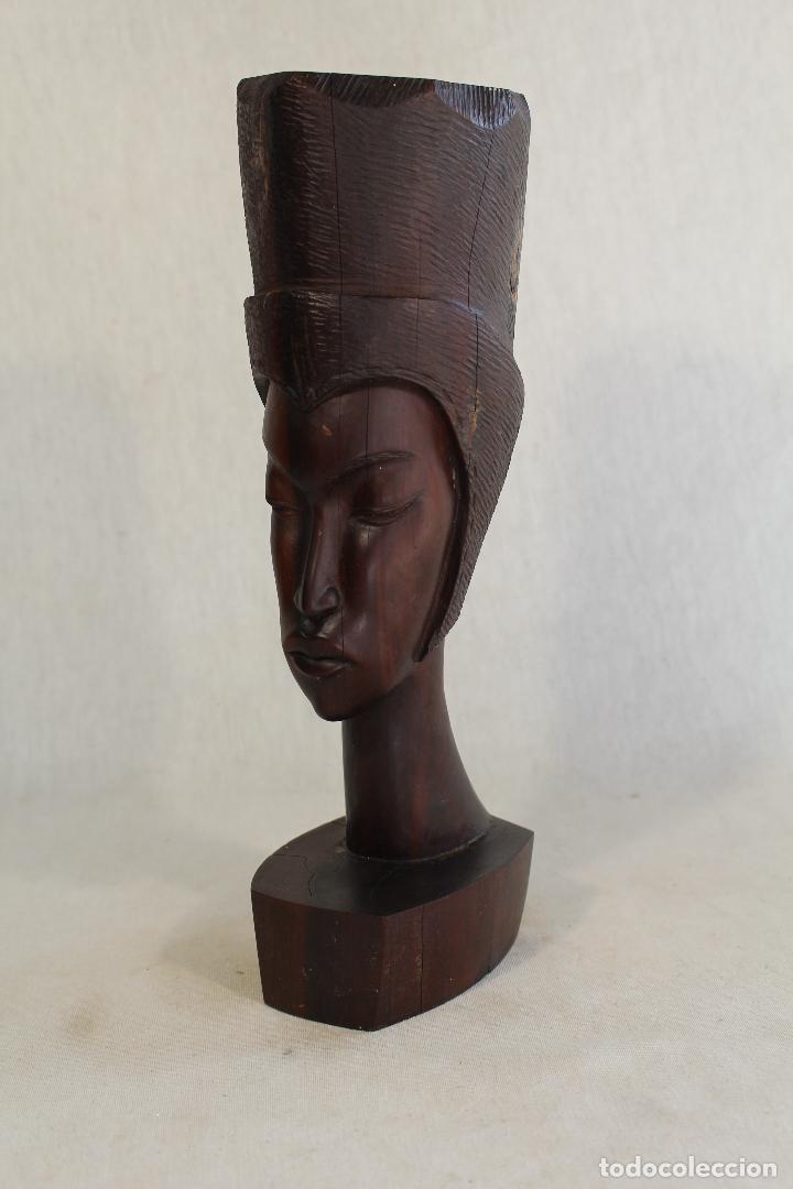 Arte: busto africana en madera tallada - Foto 9