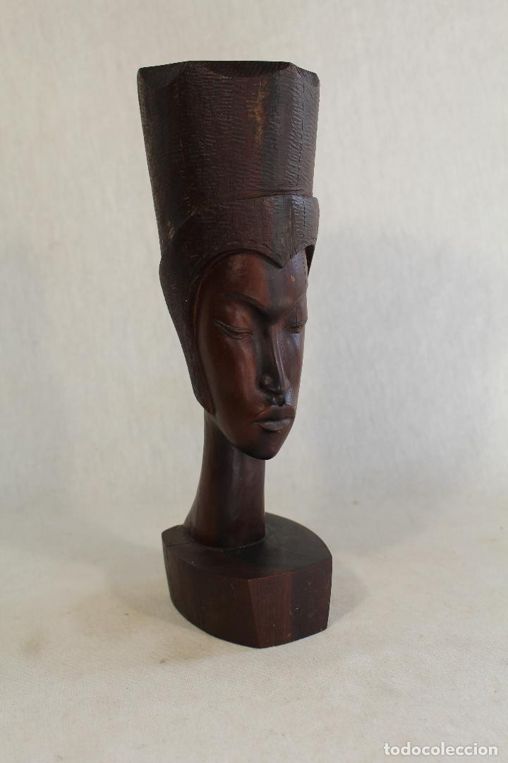 Arte: busto africana en madera tallada - Foto 10