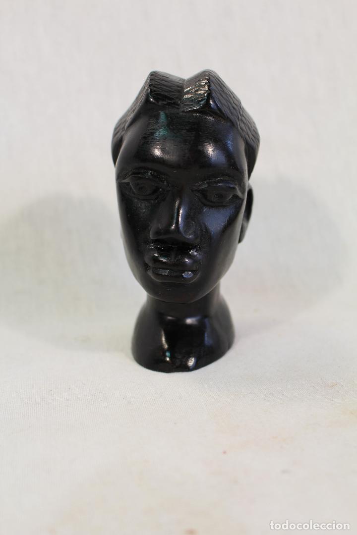 Arte: busto africano en madera tallada - Foto 2