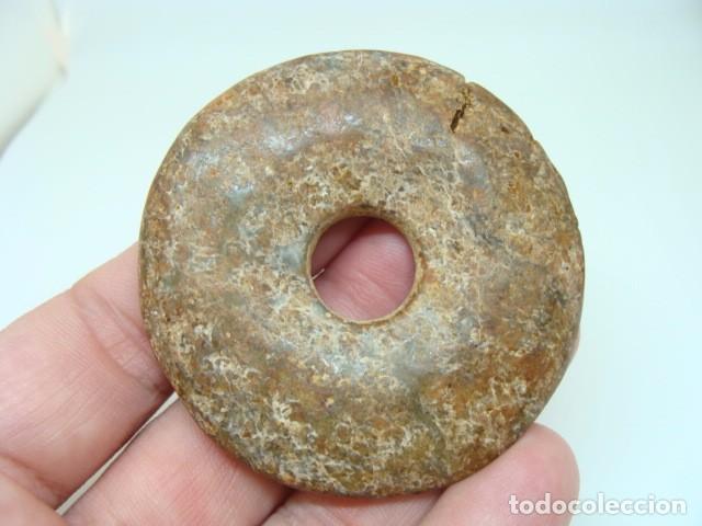 Neolítco Hongshan Jade tallado a mano Vntage antguo doble agujero