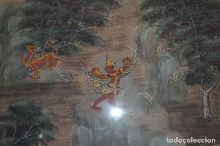 Arte: Cuadro antiguo con motivos chinescos - Foto 2
