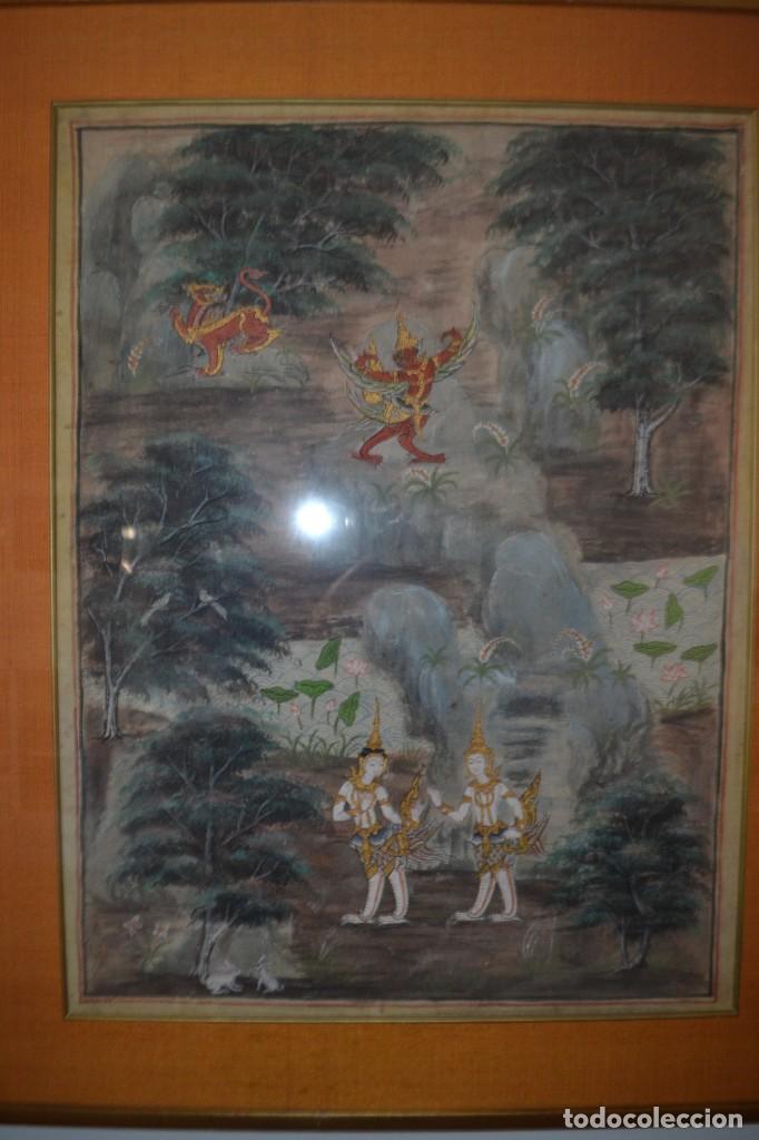 Arte: Cuadro antiguo con motivos chinescos - Foto 3