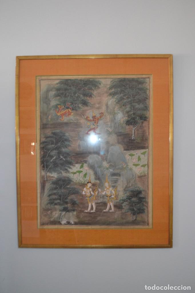 Arte: Cuadro antiguo con motivos chinescos - Foto 5