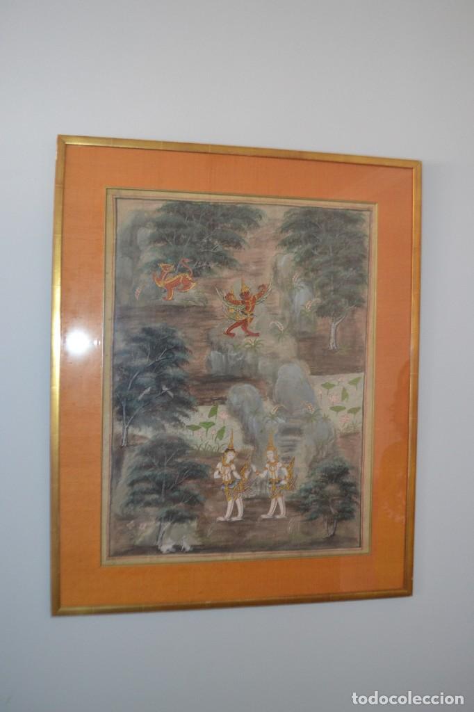 Arte: Cuadro antiguo con motivos chinescos - Foto 6