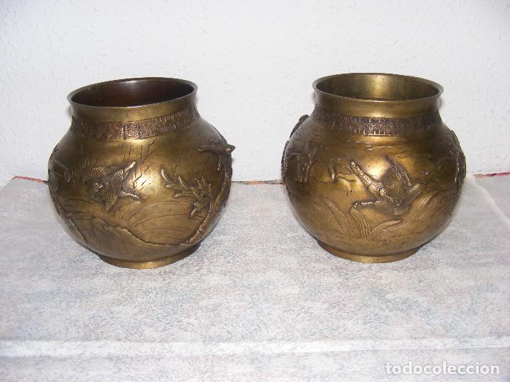 Arte: PAREJA JARRONES BRONCE CHINOS - Foto 2