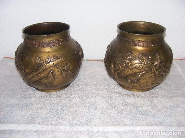 Arte: PAREJA JARRONES BRONCE CHINOS - Foto 3