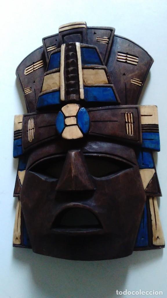 Arte: M&aacute;scara de madera policromada tipo azteca - Foto 3