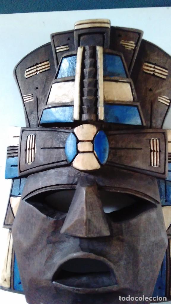Arte: M&aacute;scara de madera policromada tipo azteca - Foto 4