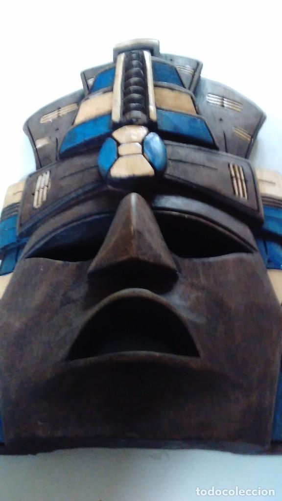 Arte: M&aacute;scara de madera policromada tipo azteca - Foto 6