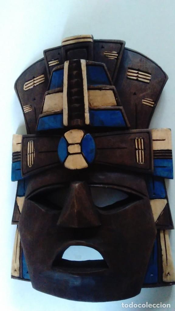 Arte: M&aacute;scara de madera policromada tipo azteca - Foto 7