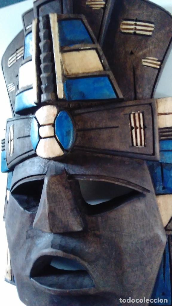 Arte: M&aacute;scara de madera policromada tipo azteca - Foto 8